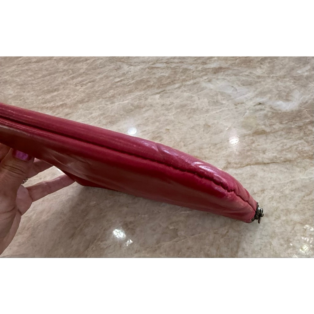 Patricia Nash Red pink Embossed Leather Clutch floral zip organizational pouch - Picture 4 of 11